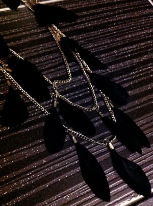 FREE SHIPPING Indian Tribal Style Black Feather Layer Link Necklace