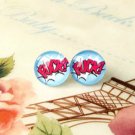 Unique English Word Tiny Glass Stud Earrings