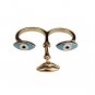Funny EYE and Moving LIP Double Finger Golden Ring Woman Accessory