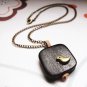 FREE SHIPPING Little Standing Bird Wooden Square Necklace
