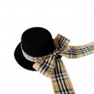8cm Classy Check Brown Ribbon BOW Mini Top Hat Hair Fascinator Lolita Birthday Wedding Party