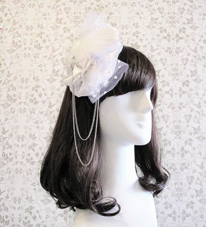 White Satin Circles Feather Polka Dot Mesh Hair Clip Fascinator Wedding Party Bridesmaid