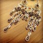 Brown Rhinestone Drop Filigree Chandelier Earrings