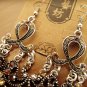 Brown Rhinestone Drop Filigree Chandelier Earrings