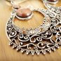 Tribal Brown Rhinestone Round Drop Filigree Chandelier Earrings