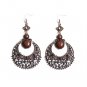 Tribal Brown Rhinestone Round Drop Filigree Chandelier Earrings