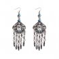 Tribal Blue Rhinestone Drop Filigree Chandelier Earrings