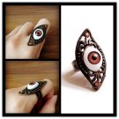 RARE Vintage Style S-Shaped Brown EYEBALL Bronze Rhinestone Size Adjustable Ring Gift