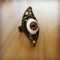 RARE Vintage Style S-Shaped Brown EYEBALL Bronze Rhinestone Size Adjustable Ring Gift