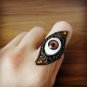 RARE Vintage Style S-Shaped Brown EYEBALL Bronze Rhinestone Size Adjustable Ring Gift