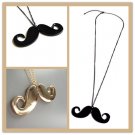 FREE SHIPPING Lovely BLACK Mustache Design Metal Necklace