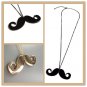 FREE SHIPPING Lovely BLACK Mustache Design Metal Necklace