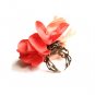 Limited Handmade Vintage Romantic Chiffon Flower Pearl Size Adjustable Lady Ring