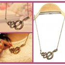 FREE SHIPPING Lazy Snake Red Rhinestone Bronze Necklace