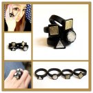 Hard Rock 4-Layer Black Ring Woman Accessory