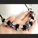 Elegant Black Beads with Mother of Pearl Jewel Choker Necklace