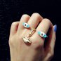 Funny EYE and Moving LIP Double Finger Golden Ring Woman Accessory