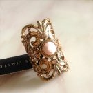Grand Vintage Style Golden Filigree Rhinestone Alloy Metal Ring