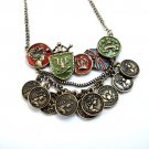 FREE SHIPPING Vintage Styled Dangle Coins Bronze Choker Necklace