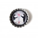 Love Penquins Art Design Collectible Bottle Cap Brooch Badge Pin