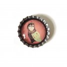 King of Owl Art Design Collectible Bottle Cap Brooch Badge Pin