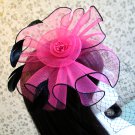 Fuchsia Mesh Flower Feather Veil Net Top Hair Fascinator Clip Brooch Party Birthday Wedding Church