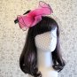 Fuchsia Mesh Flower Feather Veil Net Top Hair Fascinator Clip Brooch Party Birthday Wedding Church