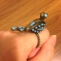 Blue Bird Peacock Animal Bronze Metal Ring