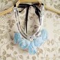 Sequin Ribbon Icy Blue Lace Flower Collar Party Choker Necklace
