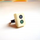 RARE Chinese Mahjong Tile [Circle: No.2] Size Adjustable Ring Gift