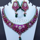 Twin Wall Highly Enameled Necklace Magenta & Green