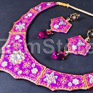 Dual Side Magenta Meenakari Necklace