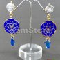 Artisan Jewelry Kundan Meena Rose Earrings Blue