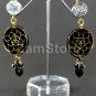 Artisan Jewelry Kundan Meena Rose Earrings Black