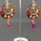 Designer Earring Splendid Kundan Bala Hoop Earrings Maroon