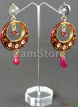 Designer Earring Splendid Kundan Bala Hoop Earrings Maroon