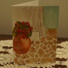 Hand painted blank card vase Mediterranean scene watercolor
