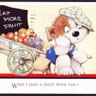 A1166 Animals Dog cart "Wish I had a Date with you" postcard