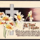 A0366 Greetings Easter Silver Cross Daisies  postcard