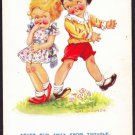 A1174 Humour Never Run away From Trouble cute children postcard