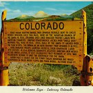 C0803dgf USA Colorado Welcome Sign postcard