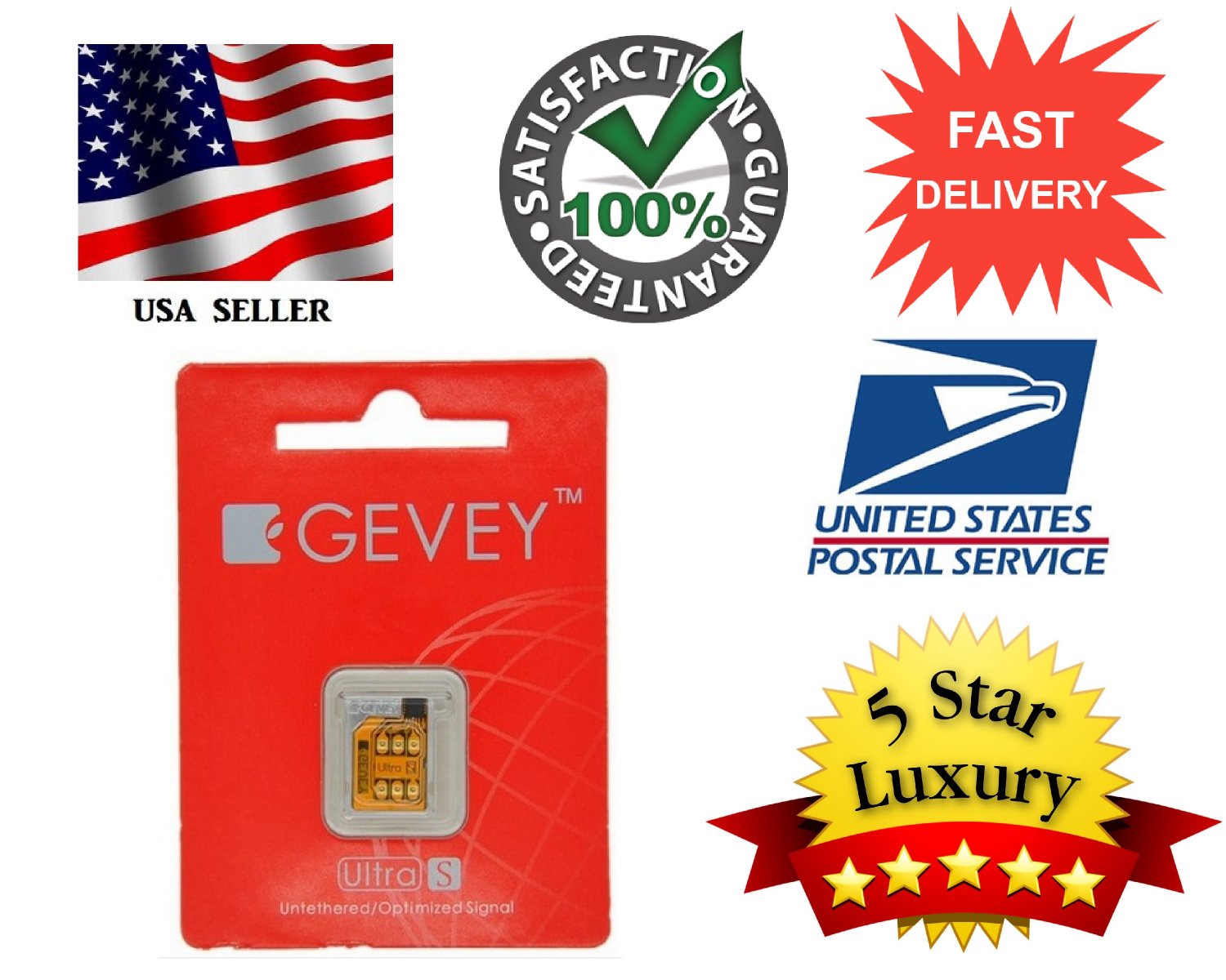 Gevey Turbo CHIP UNLOCK Sim CARD Interposer AT&T WORLD GSM Iphone 4S