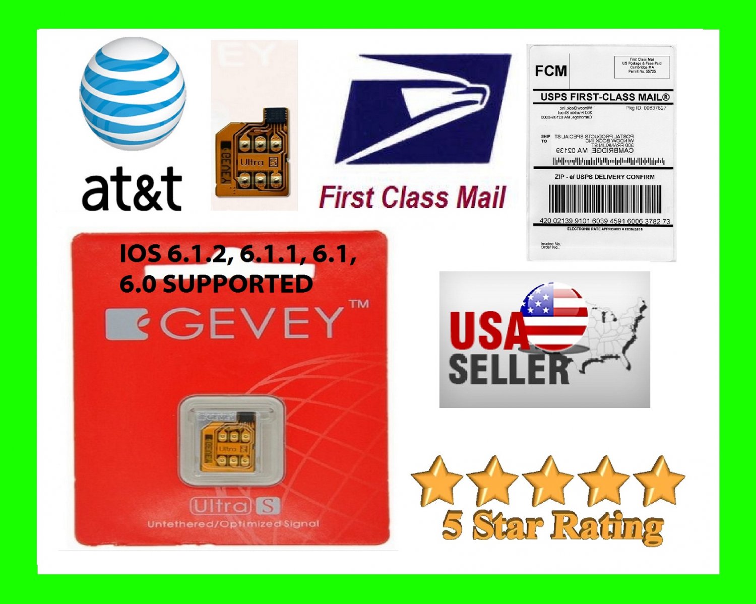 Gevey V2.02 Turbo Chip Unlocking Sim CARD for AT&T WORLD Iphone 4S IOS