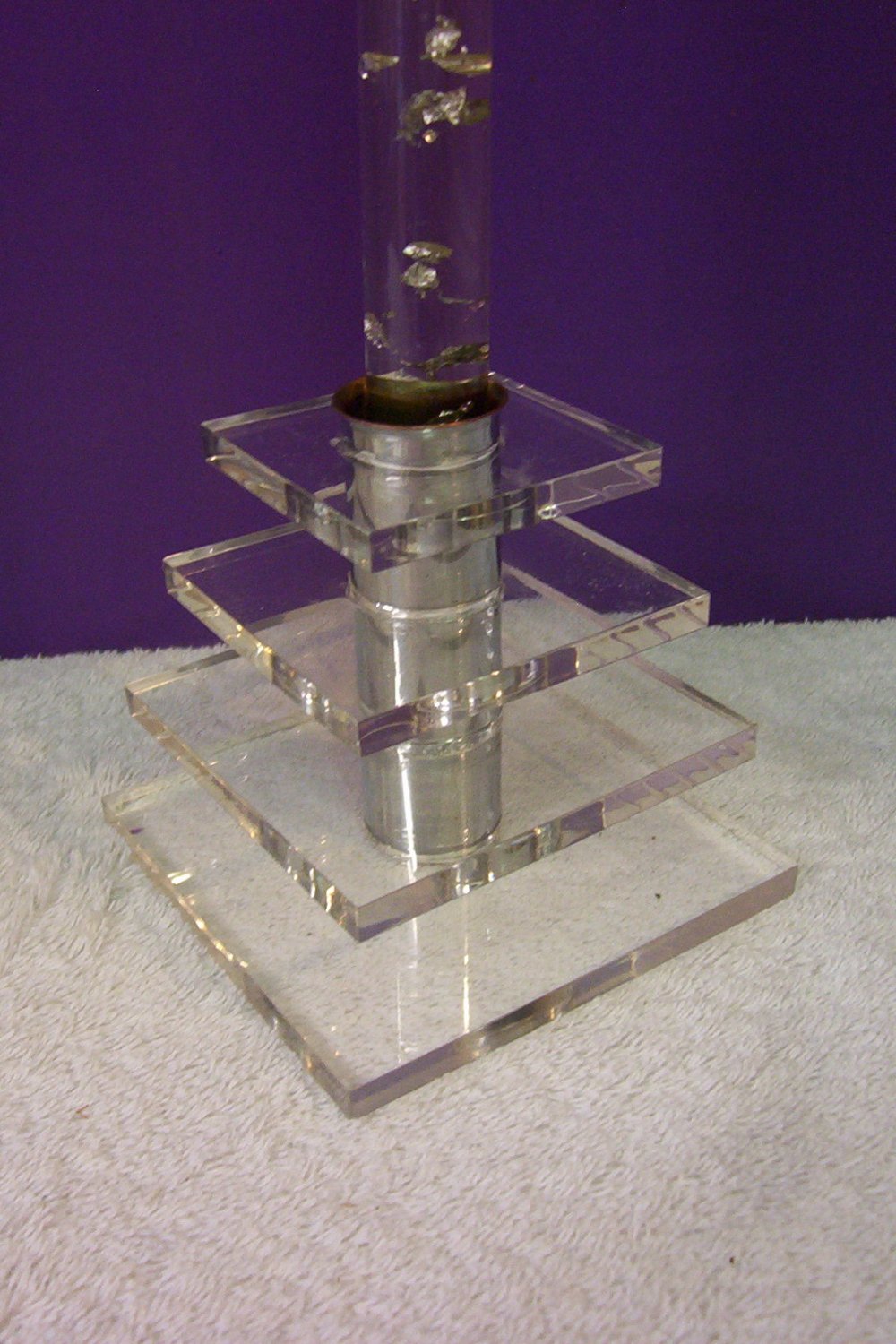 Vintage Pair of Lucite Acrylic Mid Century Modern Art Deco Candle