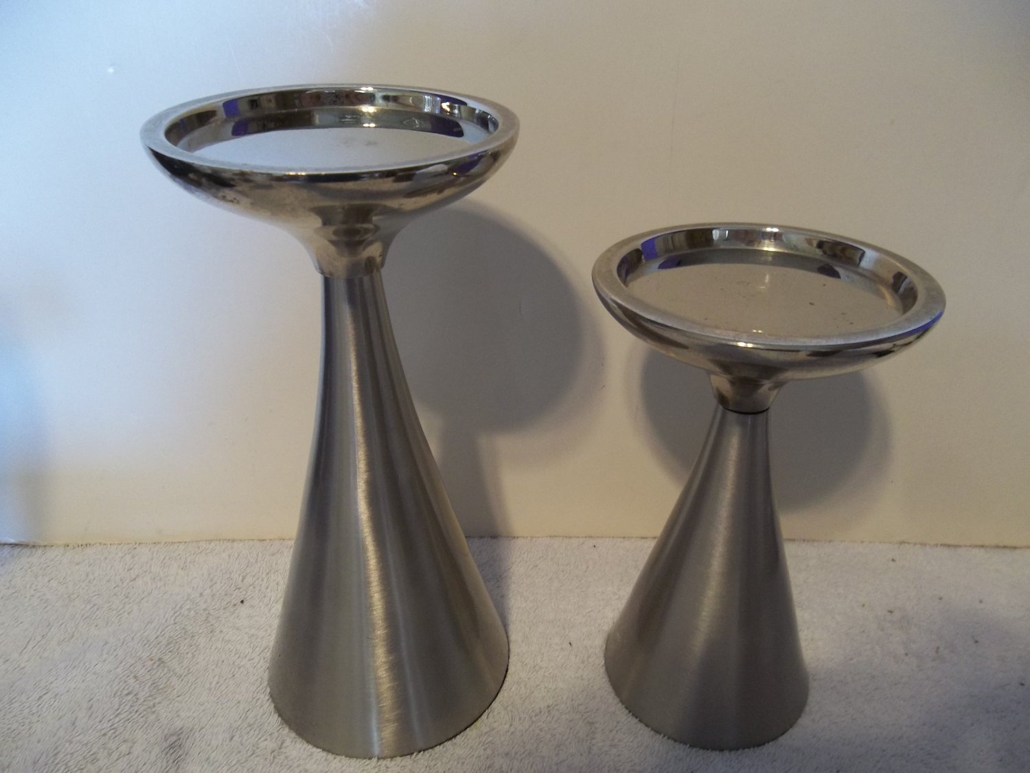 Vintage ? Modern Metal Chrome Candle Holders Candleholders Candlesticks 2005
