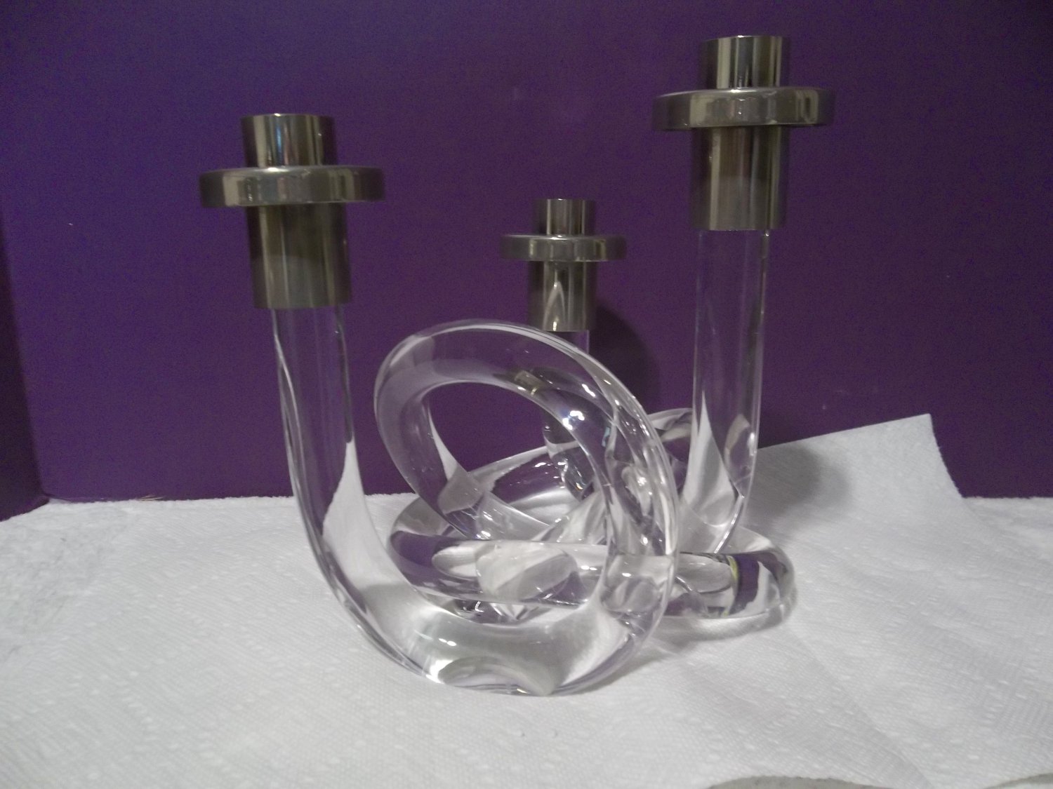 Dorothy Thorpe Lucite Acrylic Pretzel Candle Holder Candlestick