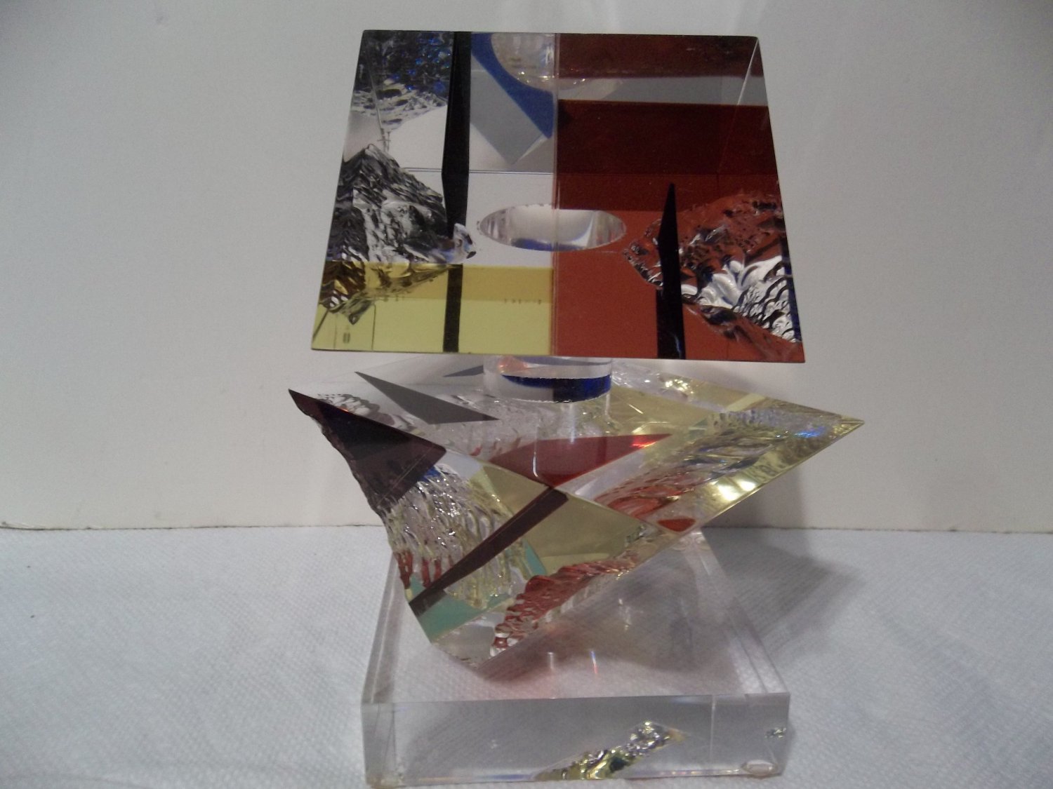 OOAK Contemporary Modern Abstract Lucite Acrylic Sculpture Signed R
