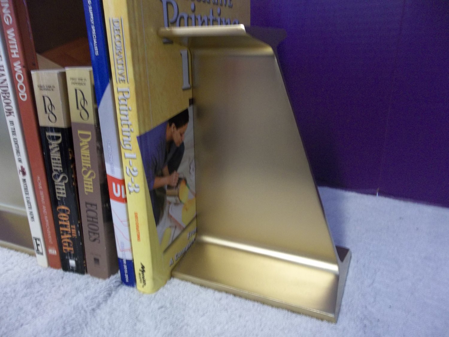 VTG Pair of HEAVY I Beam Gold Railroad Industrial Modern Sculpture Bookends 2370