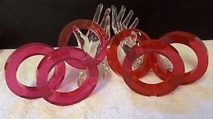 (6) VTG NOS Fuchsia & Cranberry Lucite Acrylic Bangles Bracelets Estee Lauder