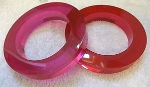 (2) VTG NOS Lucite Acrylic Bangles Bracelets Fuchsia & Cranberry Estee Lauder